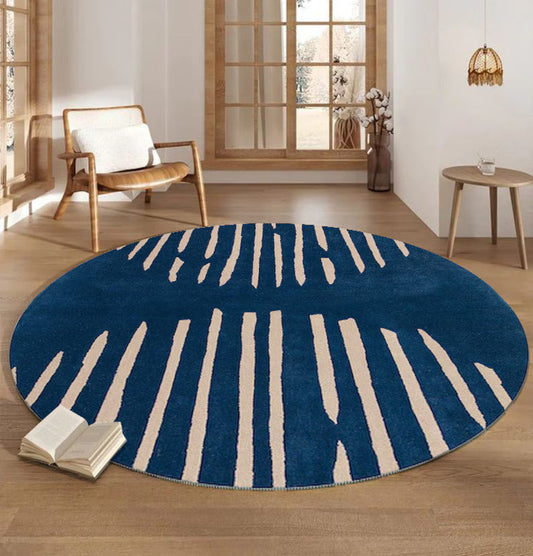 Blue Hand Tufted Round Rug