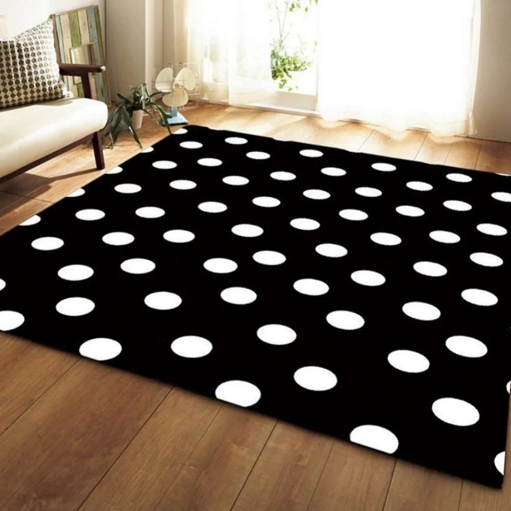 Polka Dot Black and White Rug