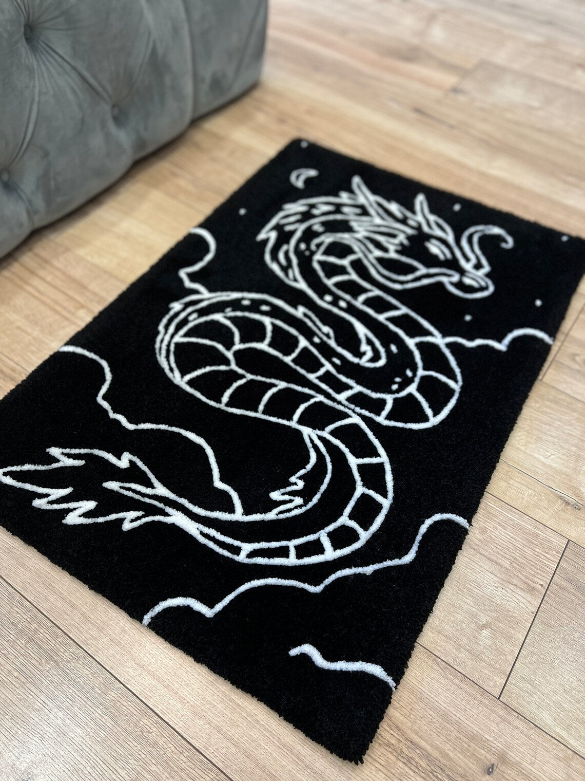 Black and White Dragon Rug