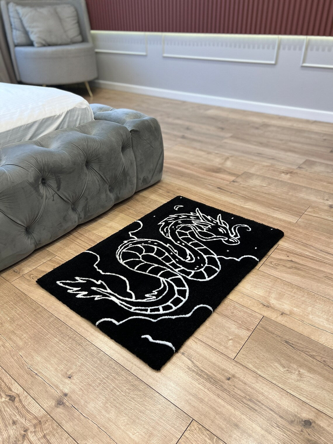 Black and White Dragon Rug