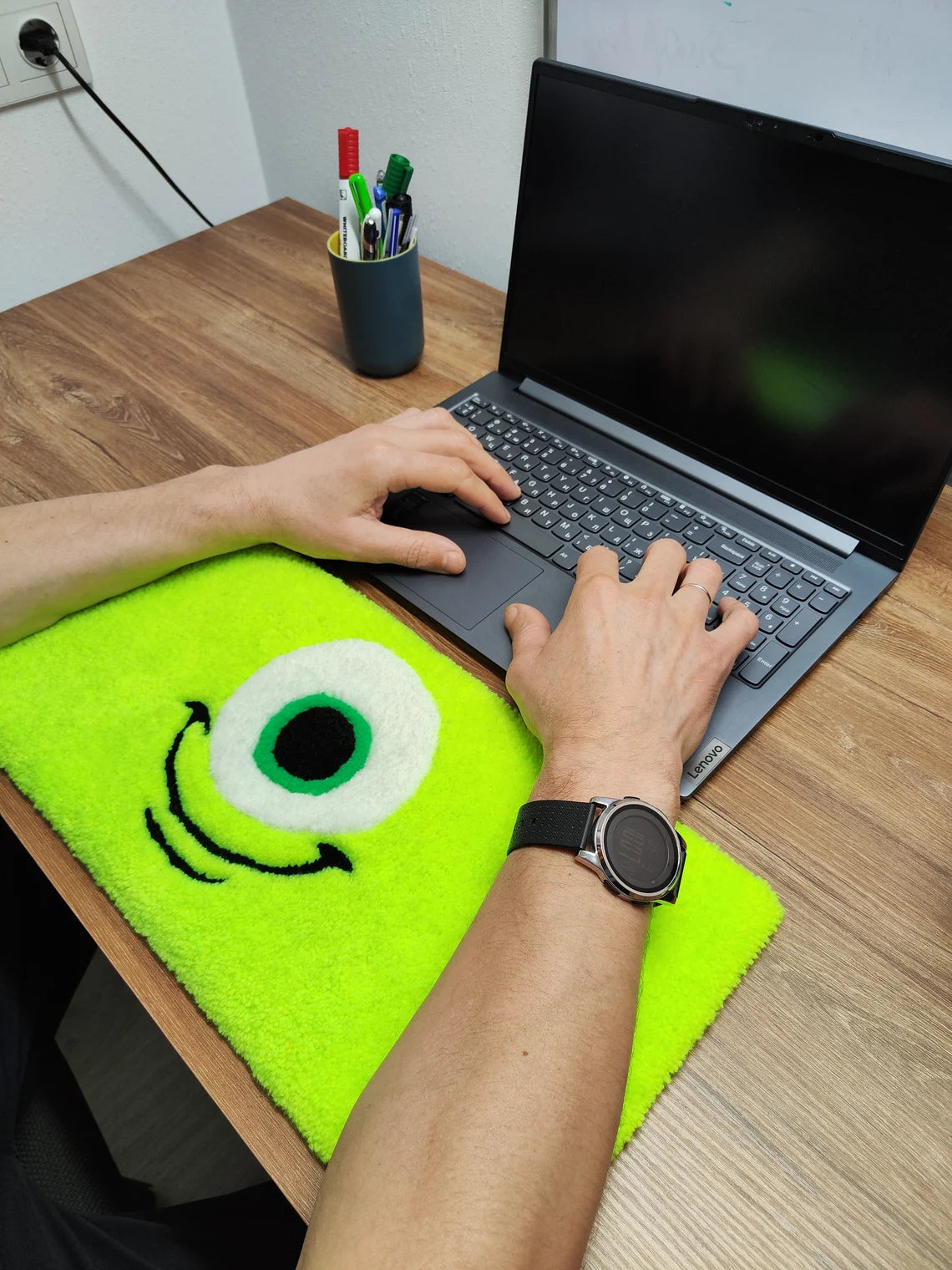 Green Smiling Keyboard Rug