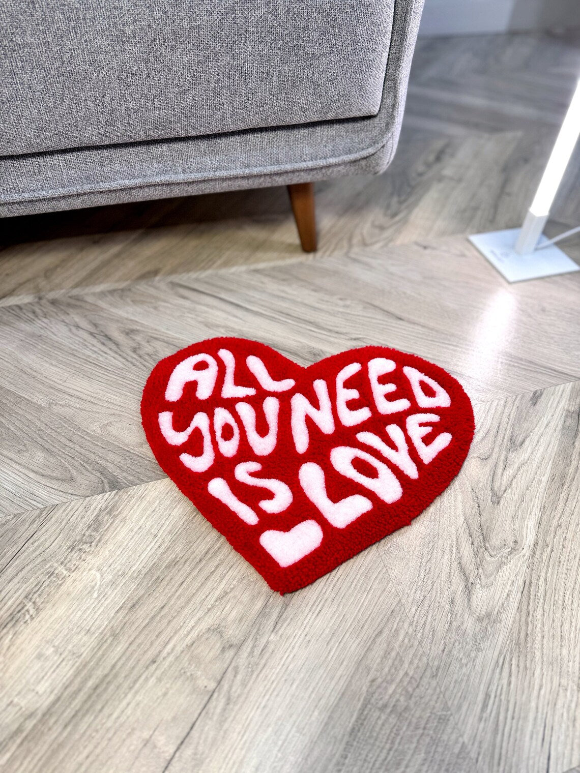 All You Need Is Love Heart Shaped Rug