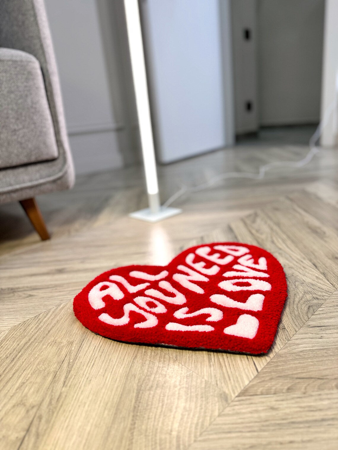 All You Need Is Love Heart Shaped Rug