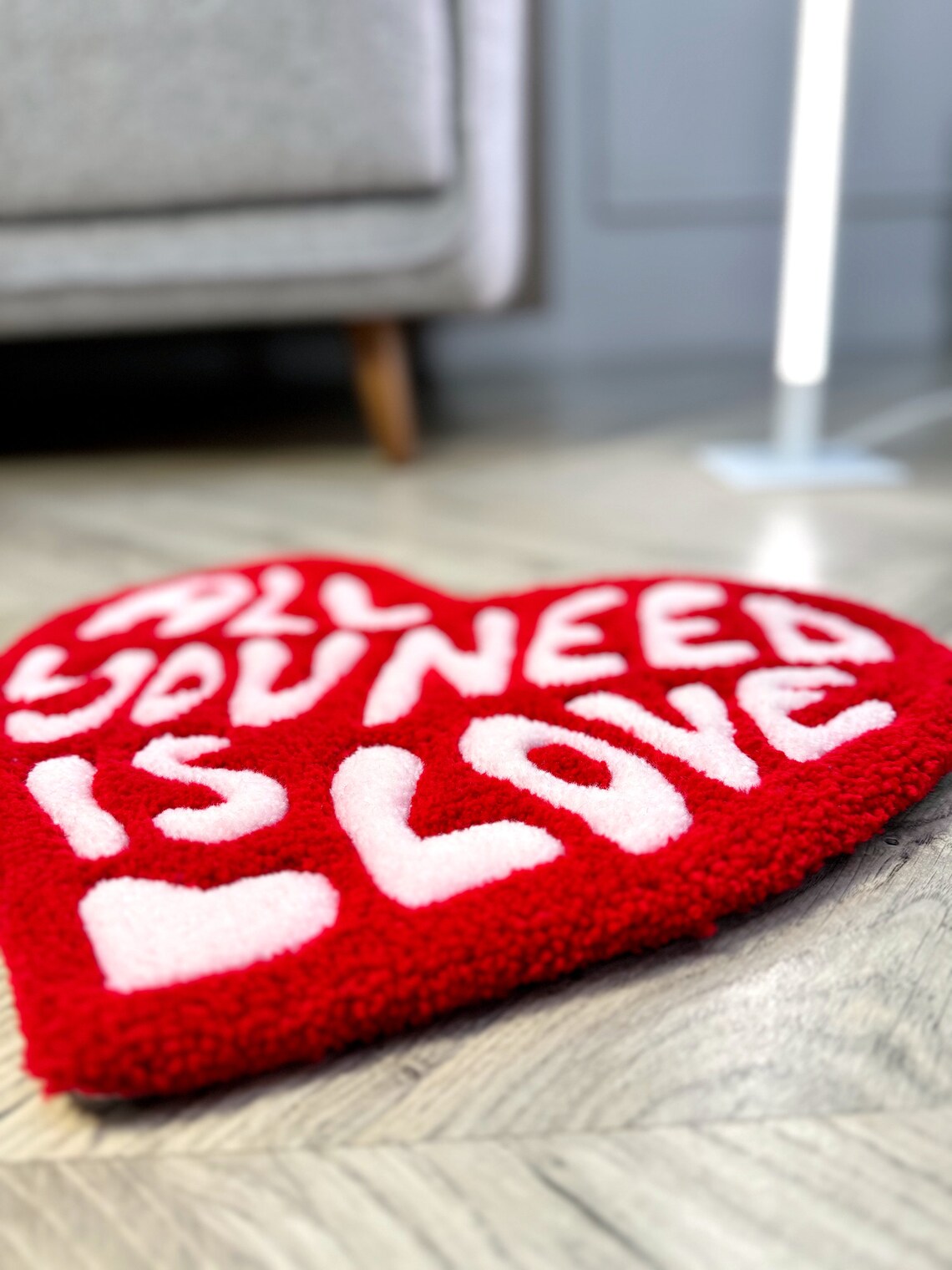 All You Need Is Love Heart Shaped Rug