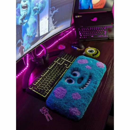 Cute Blue Monster Keyboard Rug