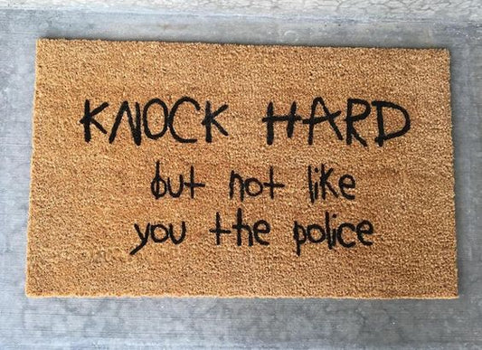 Knock Hard Funny Quote Mat